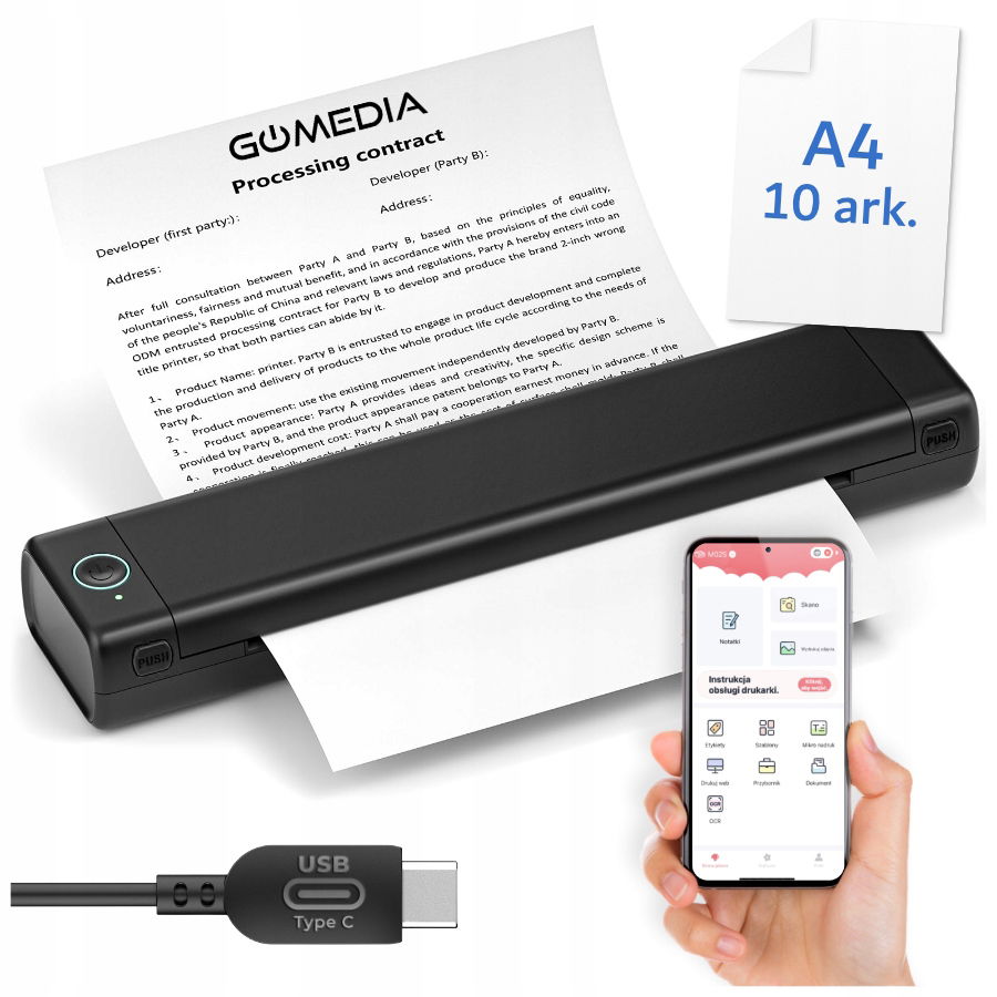 Termotlačiareň na dokumenty Papier A4 Phomemo M08F Bluetooth Android