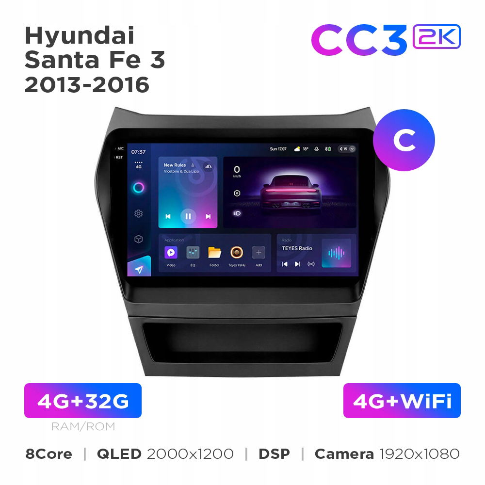 Teyes CC3 2k 4+32 Gb 9" pre Hyundai Santa Fe 3 2013-2016 (C)