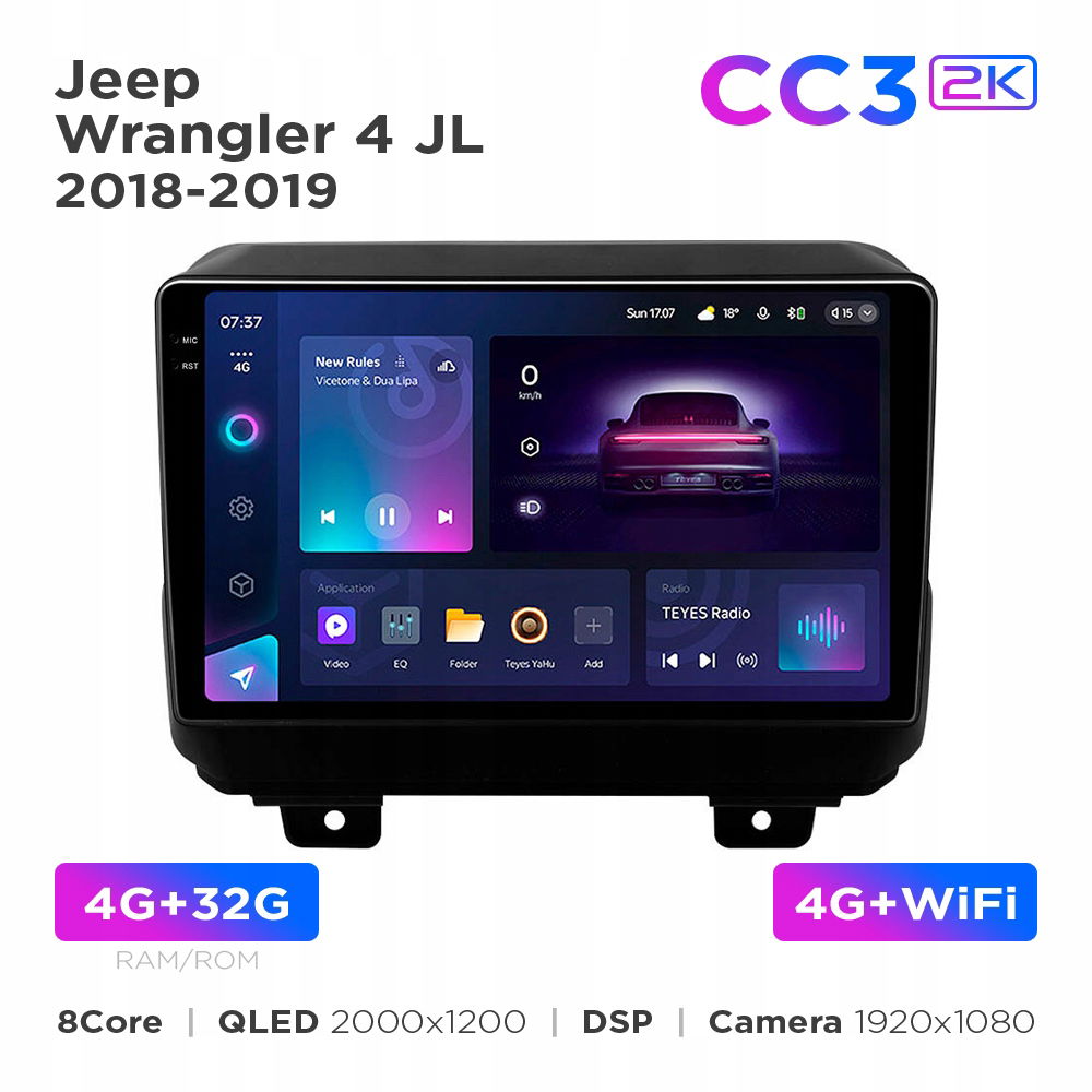 Teyes CC3 2k 4+32 Gb 9" pre Jeep Wrangler 4 Jl 2018-2019 (L1)