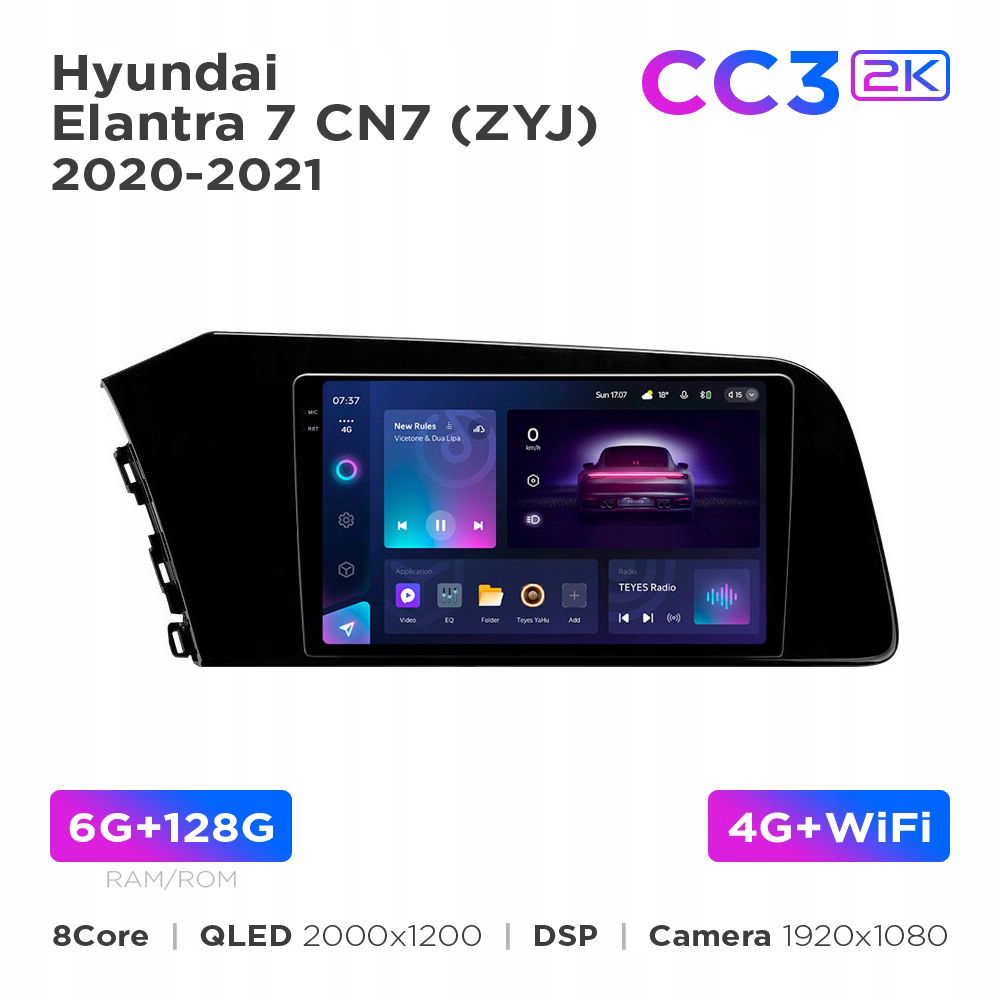 Teyes CC3 2k 6+128 Gb Hyundai Elantra 7 CN7 (zyj) 2020-2021 9"