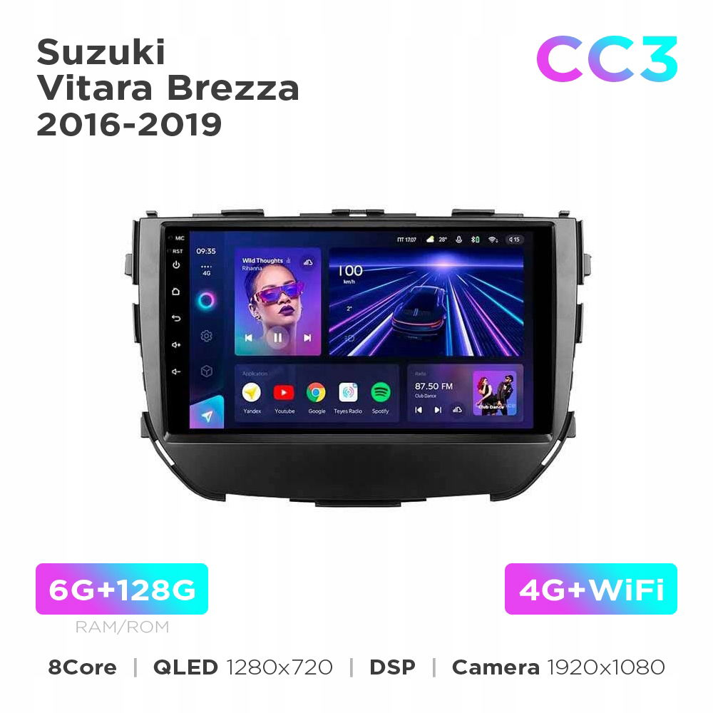 Teyes CC3 2k 6+128 Gb pre Suzuki Vitara Brezza 2016-2019 9"