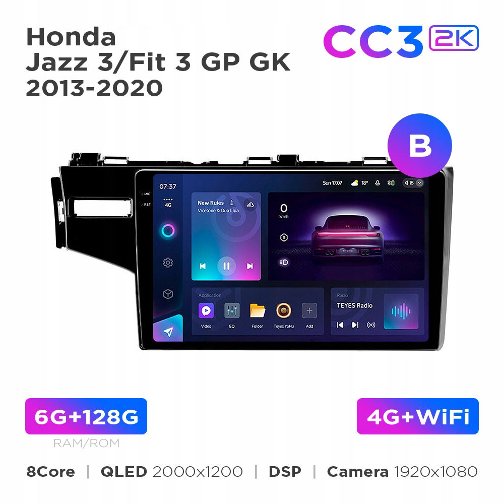 Teyes CC3 2k 6+128Gb pre Honda Jazz 3 Fit 3 Gp Gk 2013-2020 (b) 10"