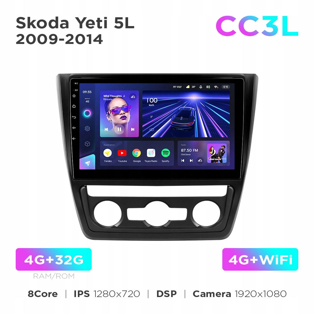 Teyes CC3L 4+32 Gb 10" Škoda Yeti 5L 2009-2014