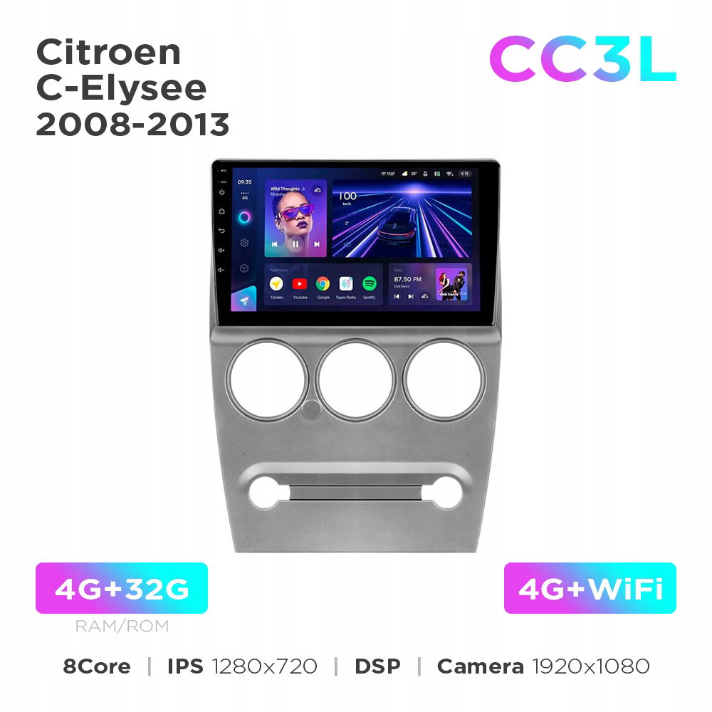 Teyes CC3L 4+32 Gb 9" Citroen C-Elysee 2008-2013