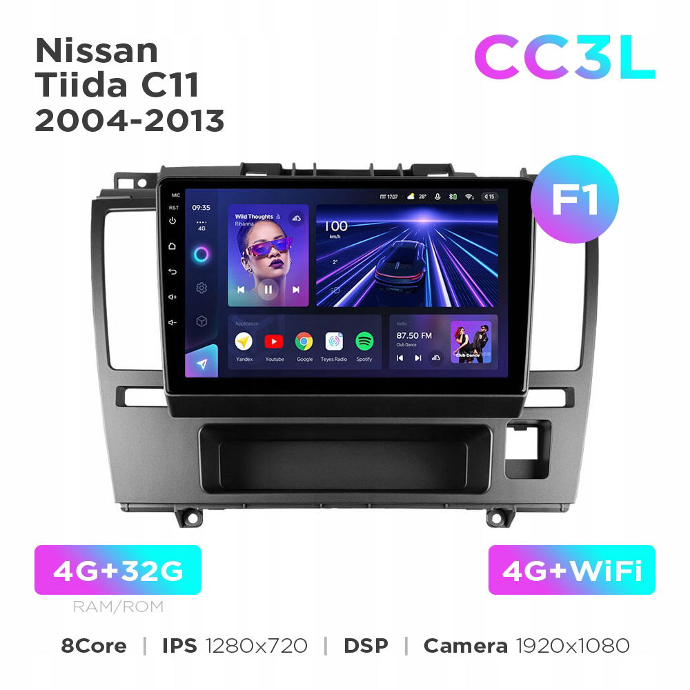Teyes CC3L 4+32 Gb 9" Nissan Tiida C11 2004-2013 (F1)