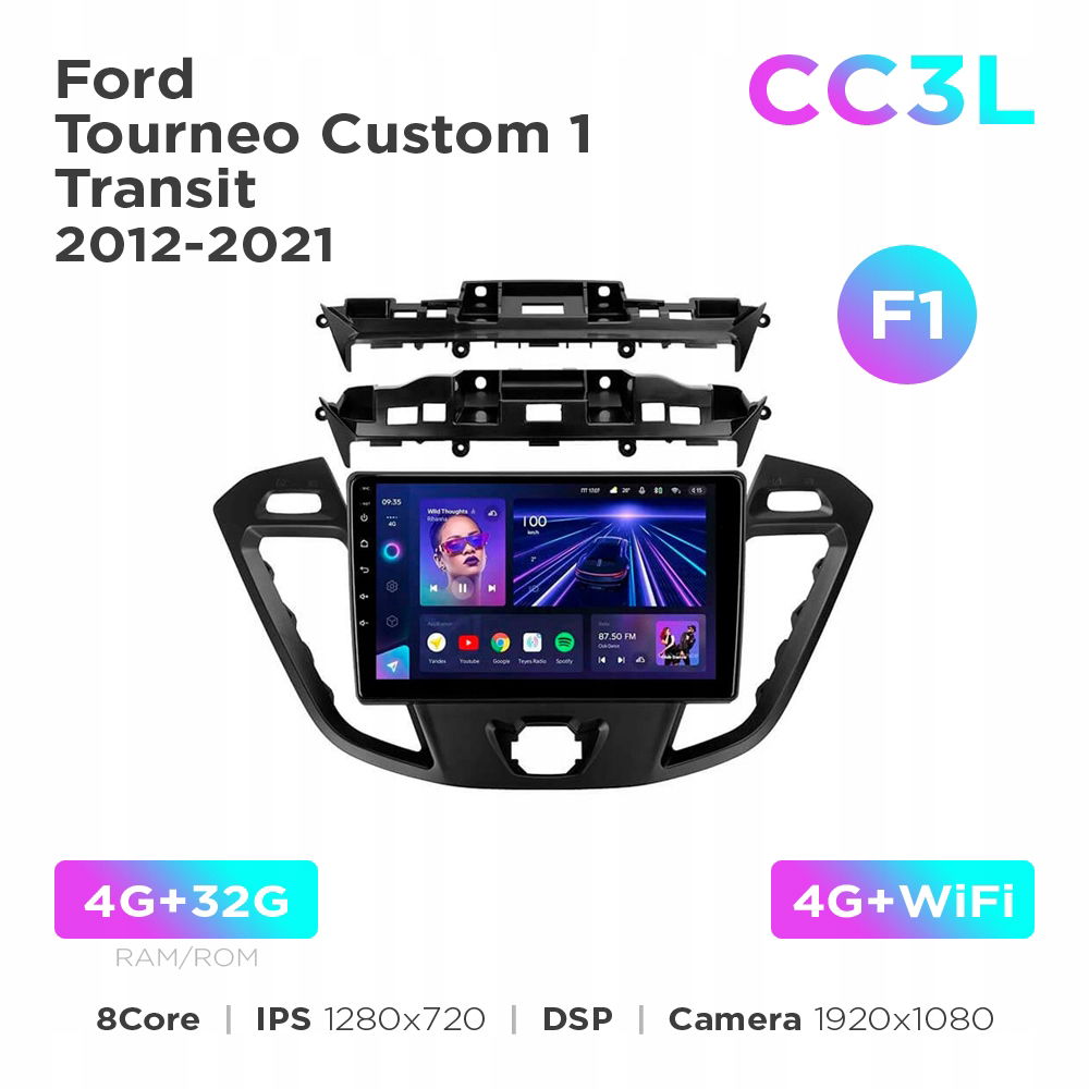 Teyes CC3L 4+32Gb 9" Ford Tourneo Custom 1, Transit 2012-2021 (F1)
