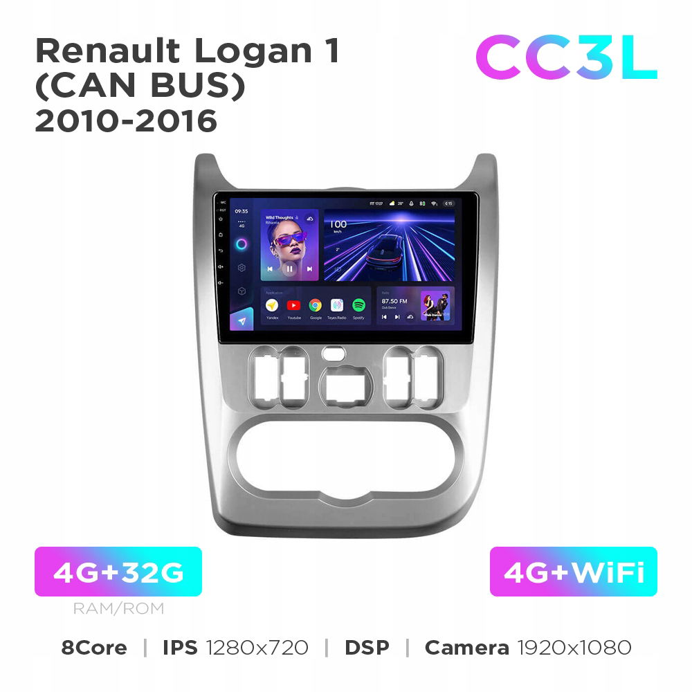Teyes CC3L 4+32Gb 9" pre Renault Logan 1 2010-2016 (can Bus)