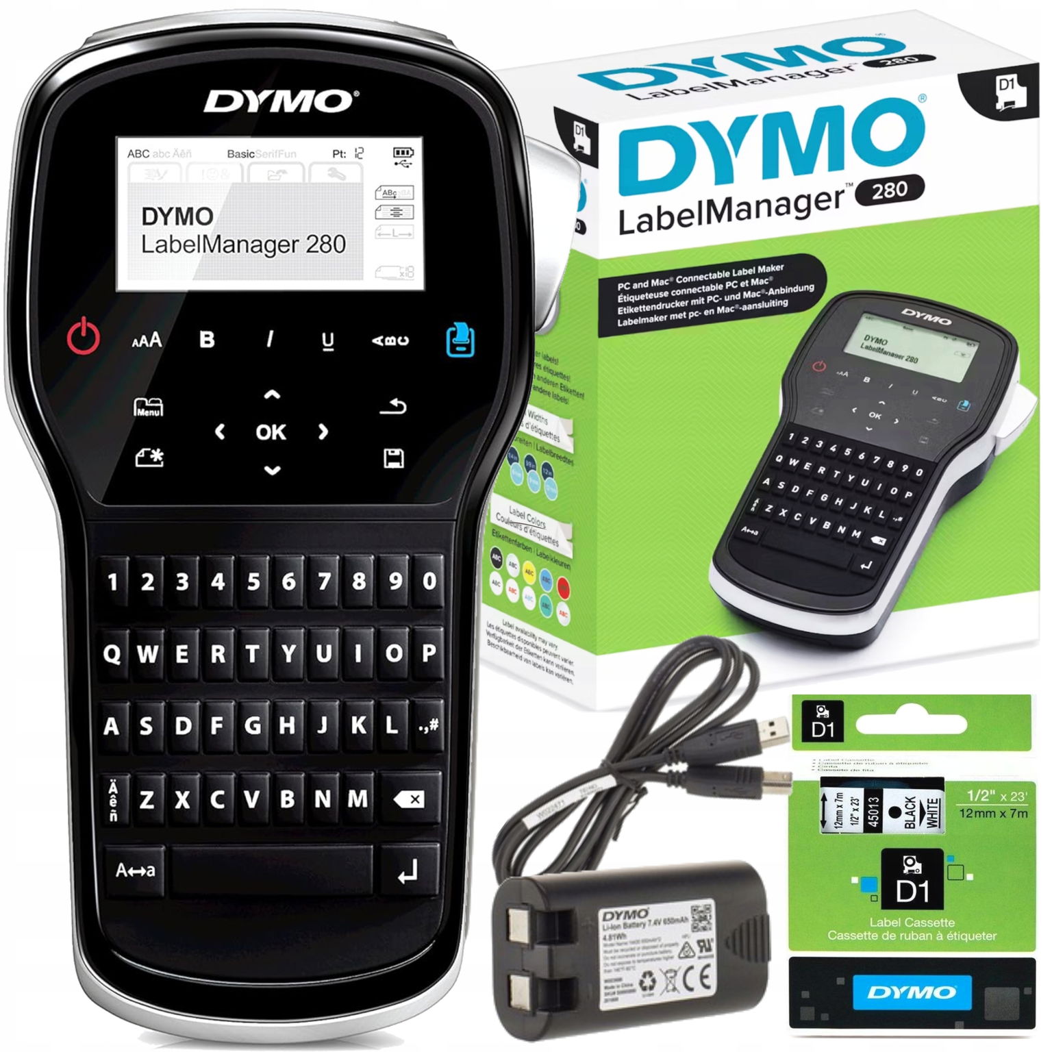 Tlačiareň Dymo LabelManager LM280 pre 12 mm Pc: Usb bezdrôtová etiketovačka