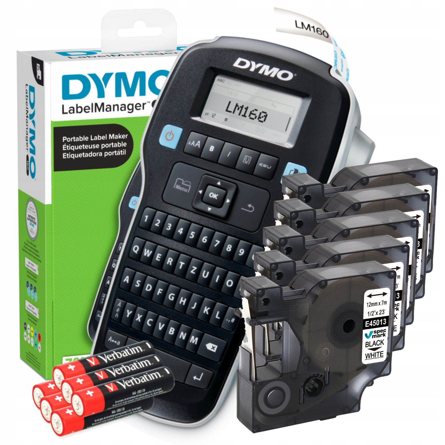 Tlačiareň Dymo LabelManager160 LM160 5x páska D1 45013 6 batérií Zadarmo
