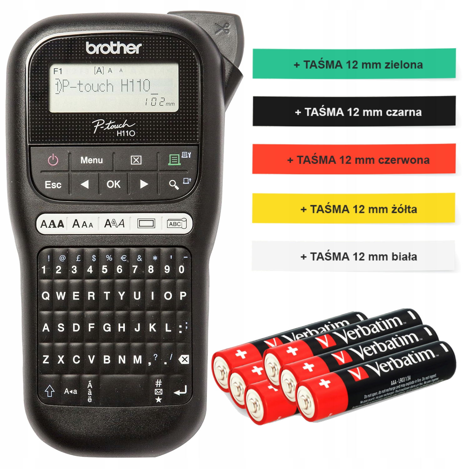 Tlačiareň štítkov Brother P-touch Pt E110 5 pásov, farba MIX batérií, sada