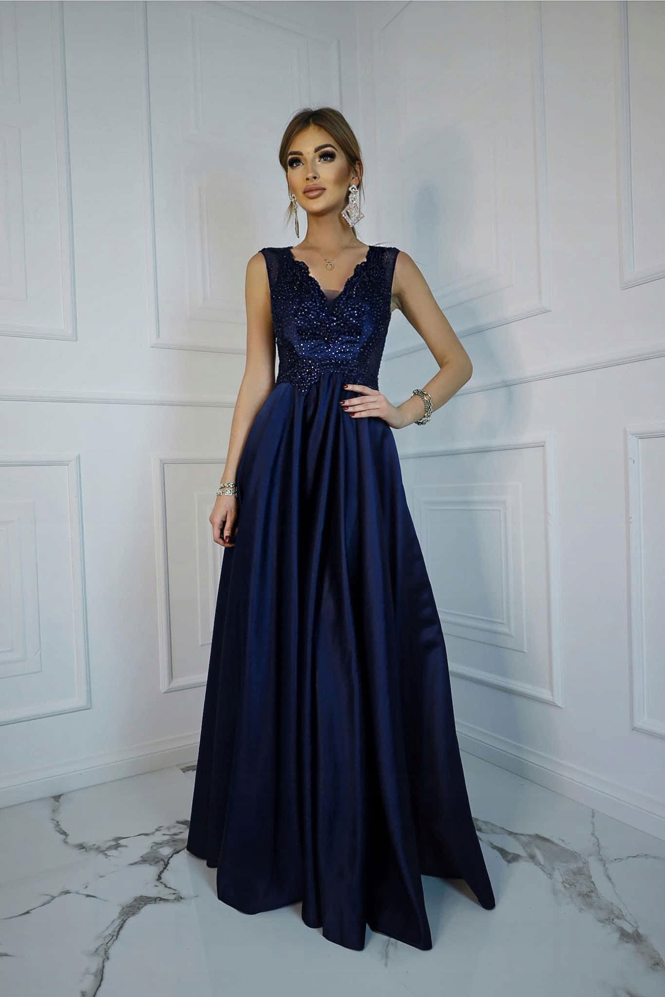 Tmavomodrá sukňa Pretty Women s zirkónmi veľ. 40