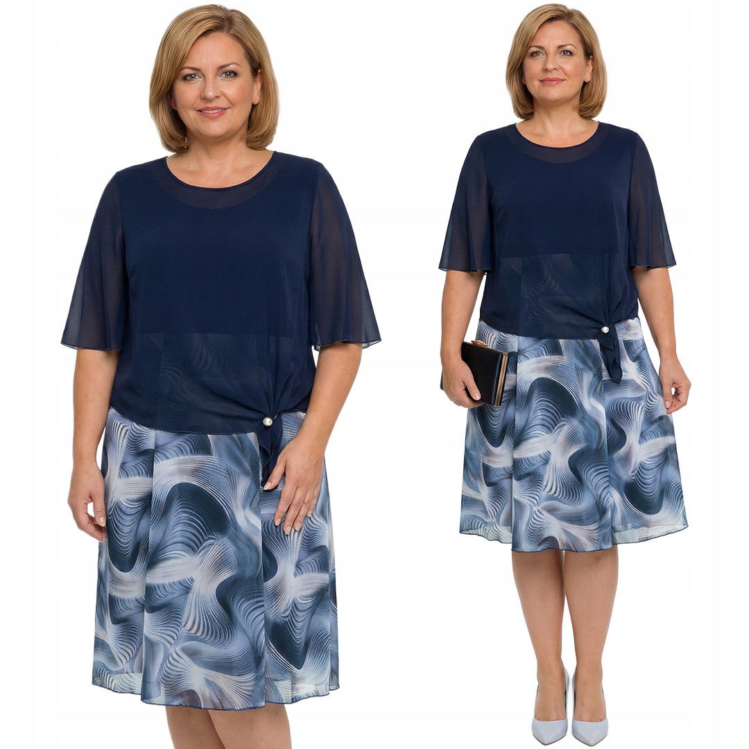 Tmavomodrá sukňa so vzorom plus size veľkosť 60