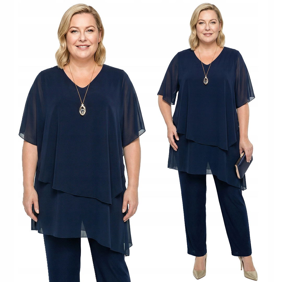 Tmavomodrý komplet s náhrdelníkom plus size veľkosť 60