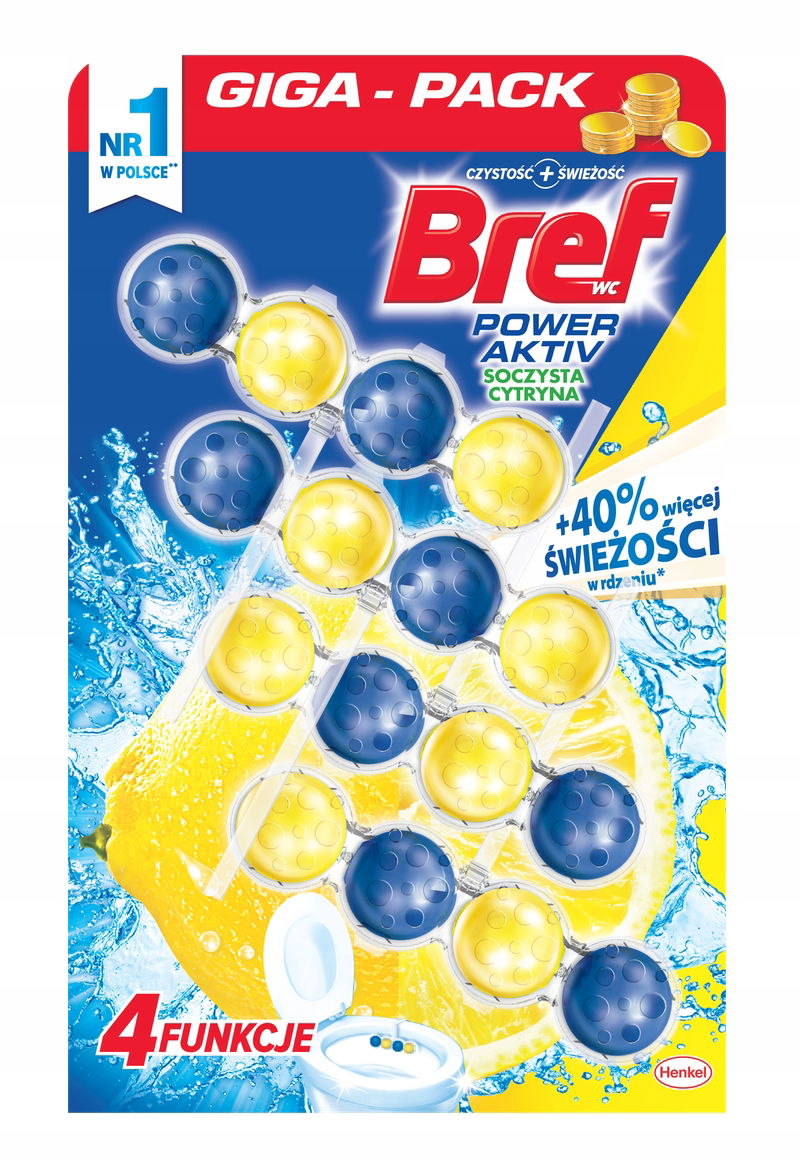 Toaletný prívesok Bref Power Aktiv Lemon 4x50 g