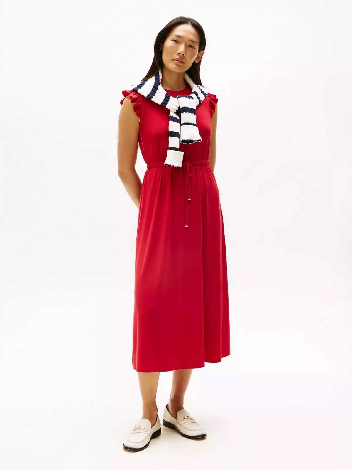 Tommy Hilfiger dámske dlhé šaty Flutter červené S