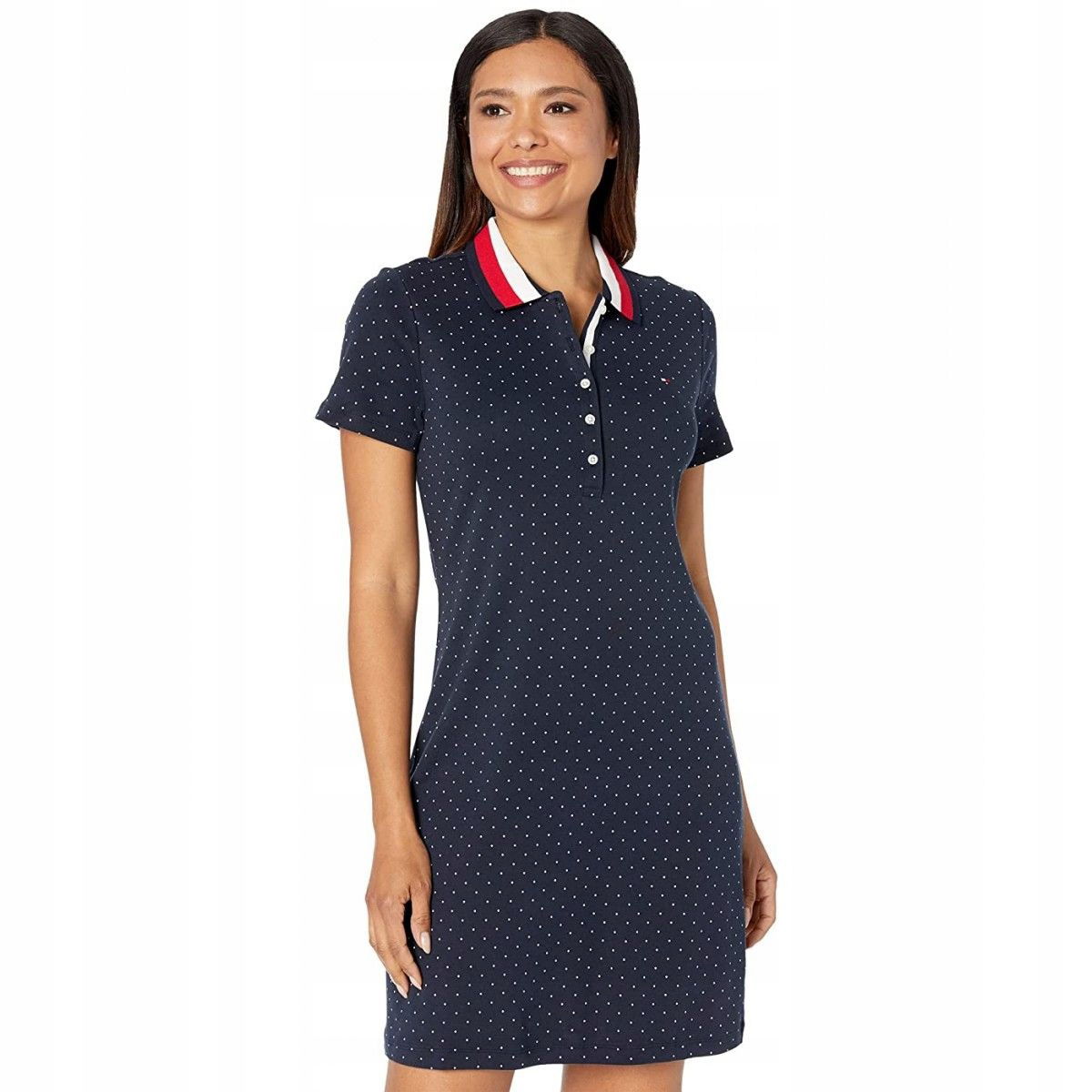 Tommy Hilfiger dámske modré šaty Polka s golierom S