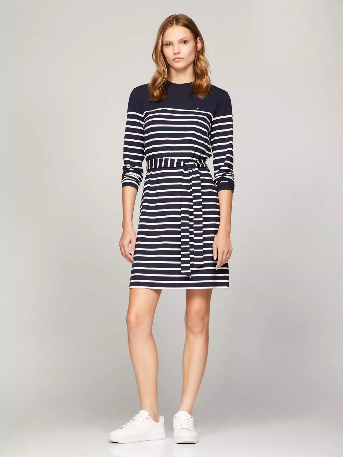 Tommy Hilfiger dámske šaty Belted Stripe modré M