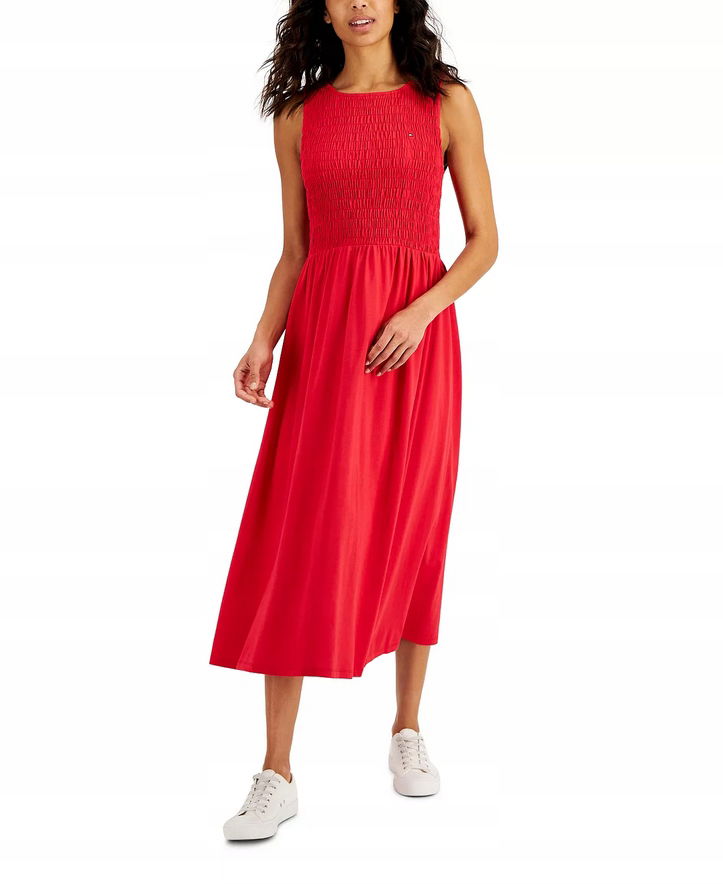 Tommy Hilfiger dámske šaty Smocked červené XL