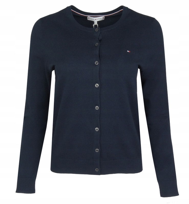Tommy Hilfiger dámsky sveter, bavlnený, rozopínateľný, tmavomodrý, Xs