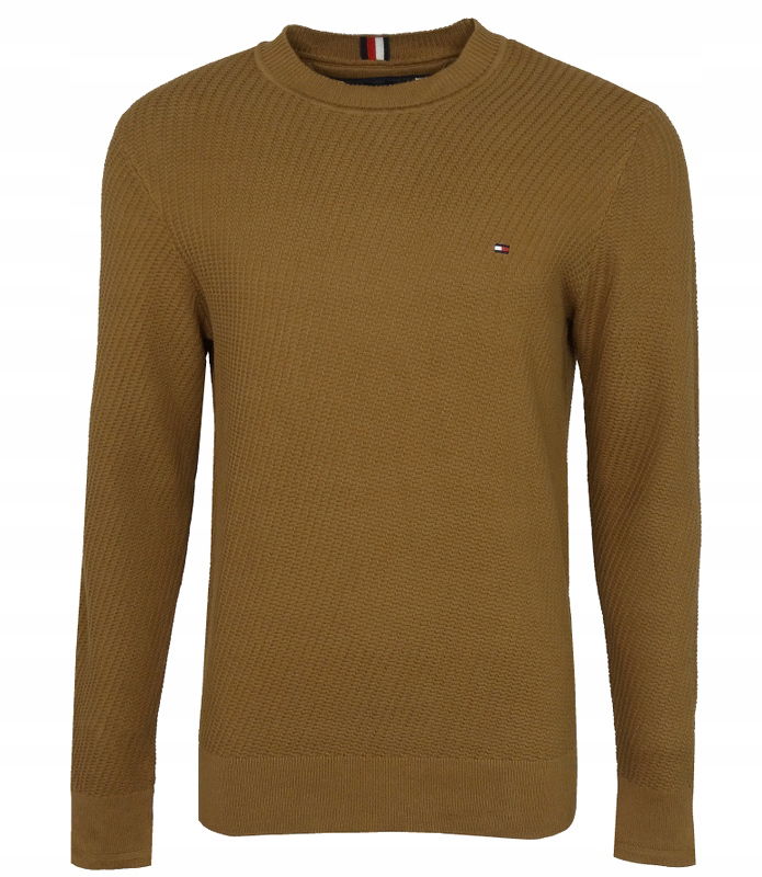 Tommy Hilfiger pánsky sveter, bavlnený, hnedý, XXL