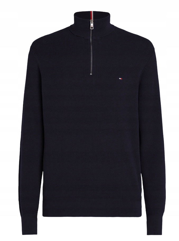 Tommy Hilfiger pánsky sveter, čiastočne rozopínateľný, bavlnený, tmavomodrý, L