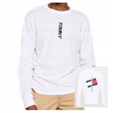 Tommy Jeans Biely Longsleeve Logo na chrbte L