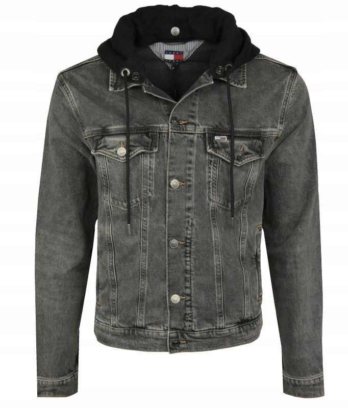Tommy Jeans bunda pánska, džínsová, šedá, L