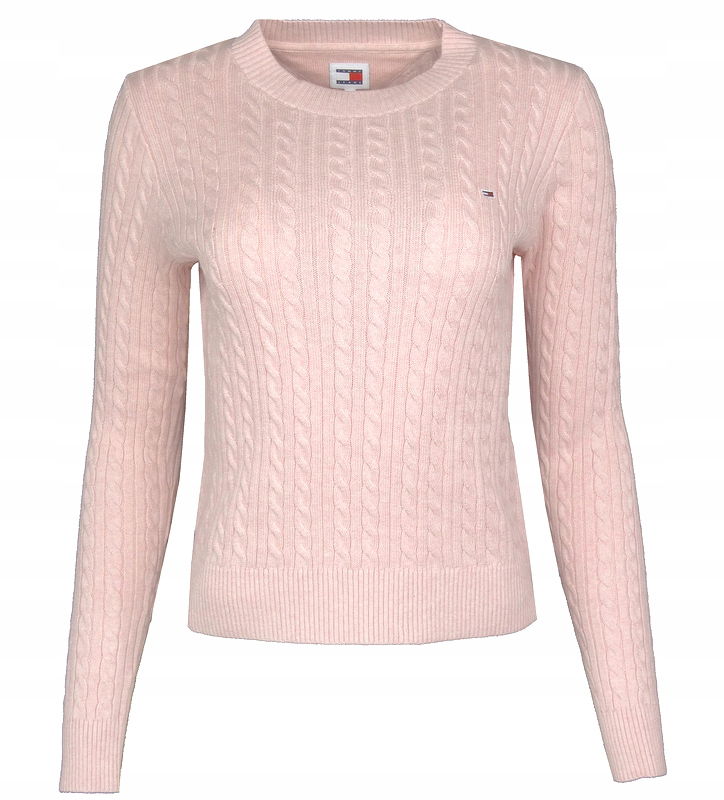 Tommy Jeans dámsky sveter, bavlnený, vrkoč, ružový, S