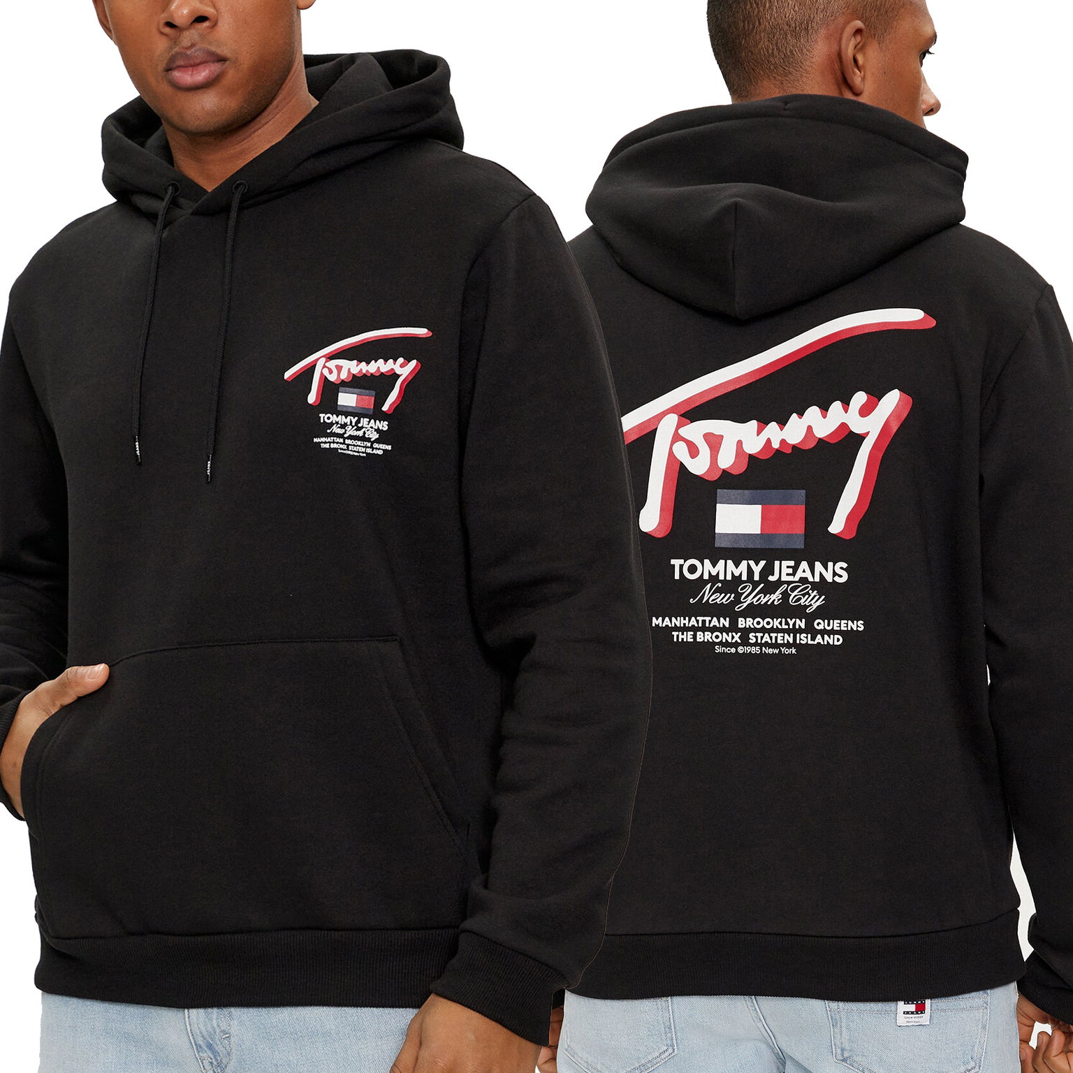 Tommy Jeans pánska čierna klokanková mikina s kapucňou DM0DM18647-BDS S