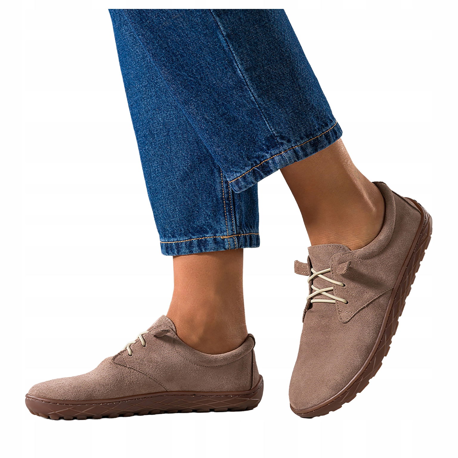 Topánky Barefoot Béžové Dámske Kožené Elastické Široká Šnurovacia veľkosť 40