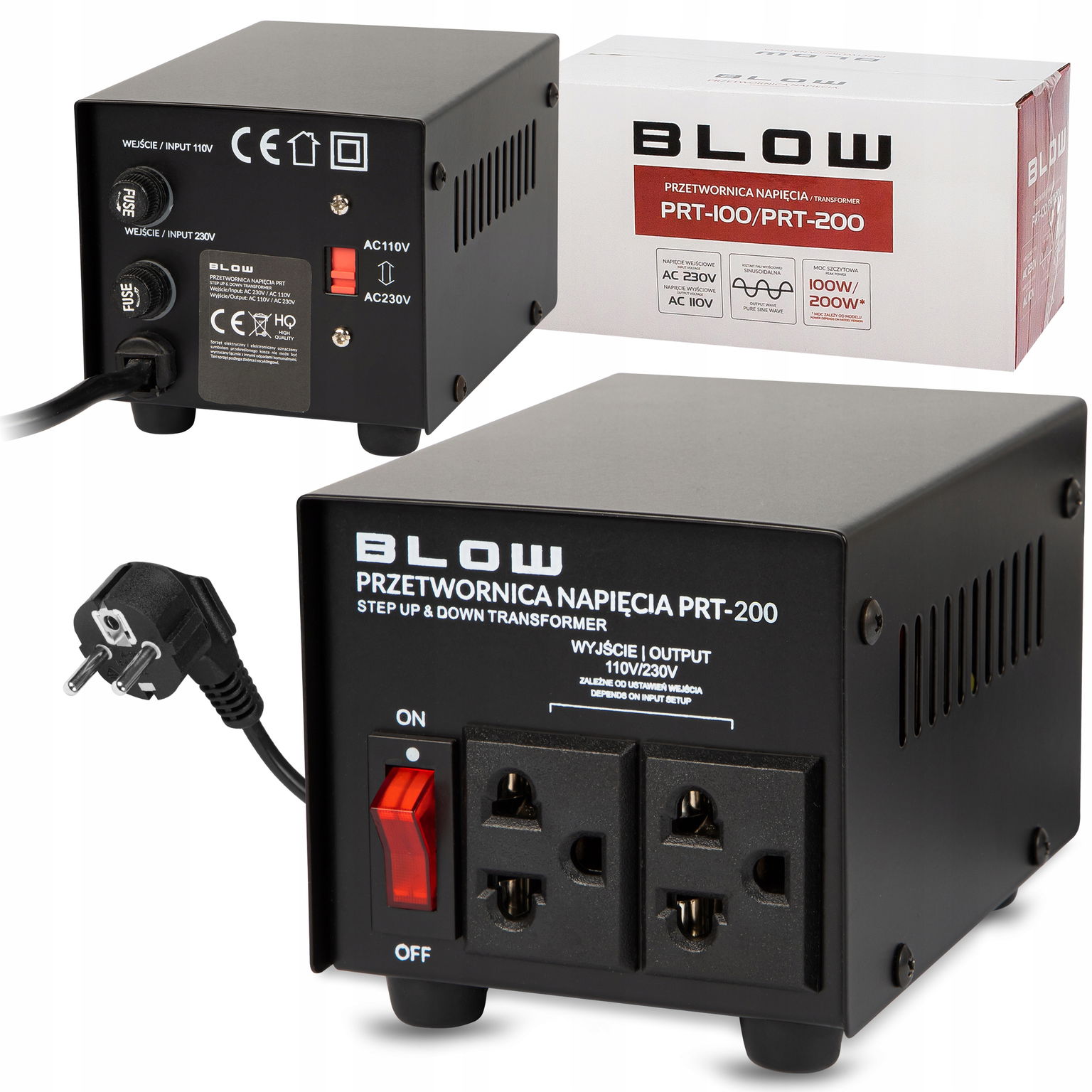 Transformátorový Menič Napätia 110V 230V Usa Europa 200W