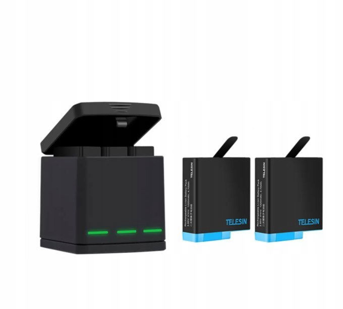 Trojitá nabíjačka box Telesin GoPro Hero 8 2 akumulátory