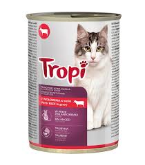 Tropi Mokré krmivo pre mačky s hovädzím mäsom, konzerva 415 g