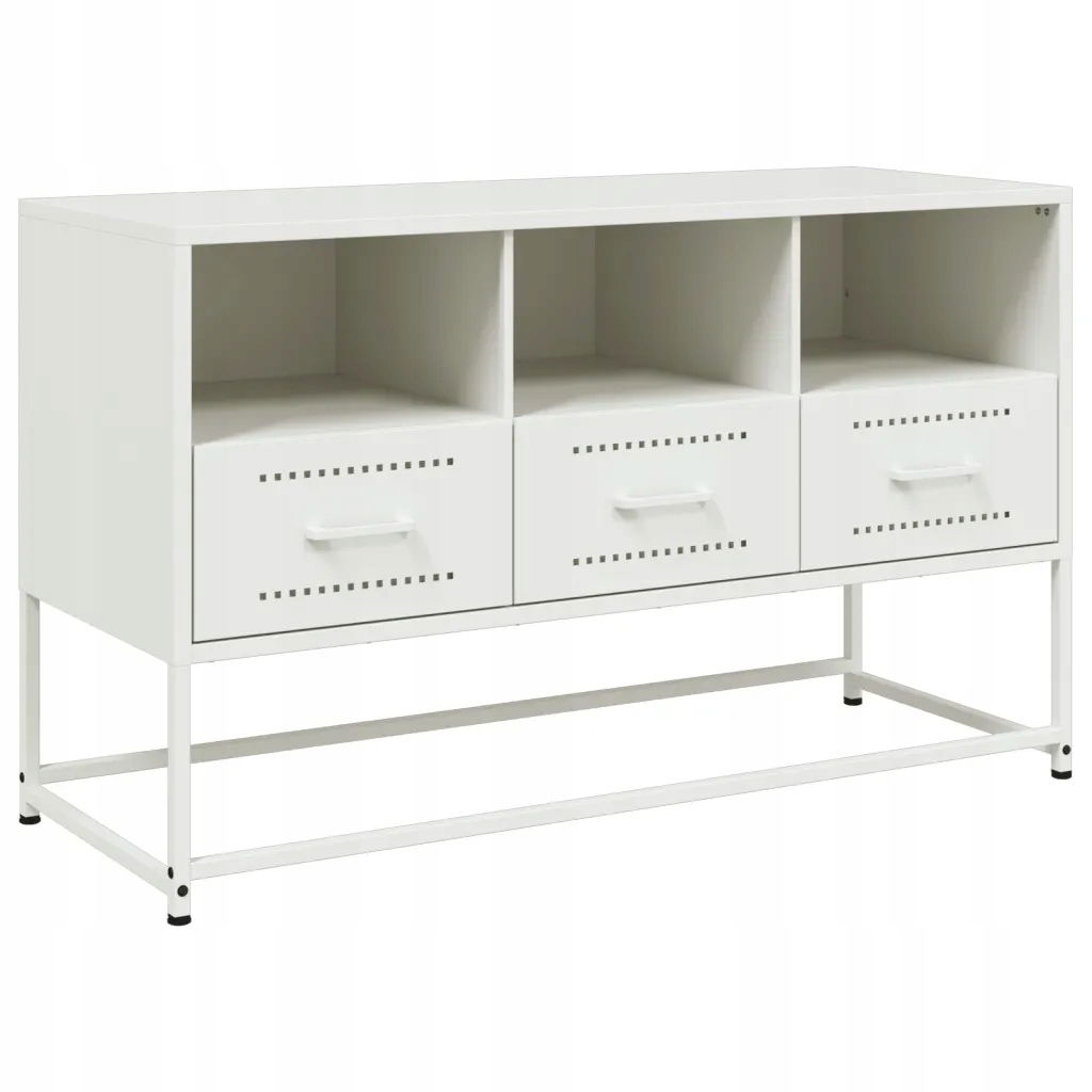 Tv skrinka biela 100,5x39x60,5 cm oceľ