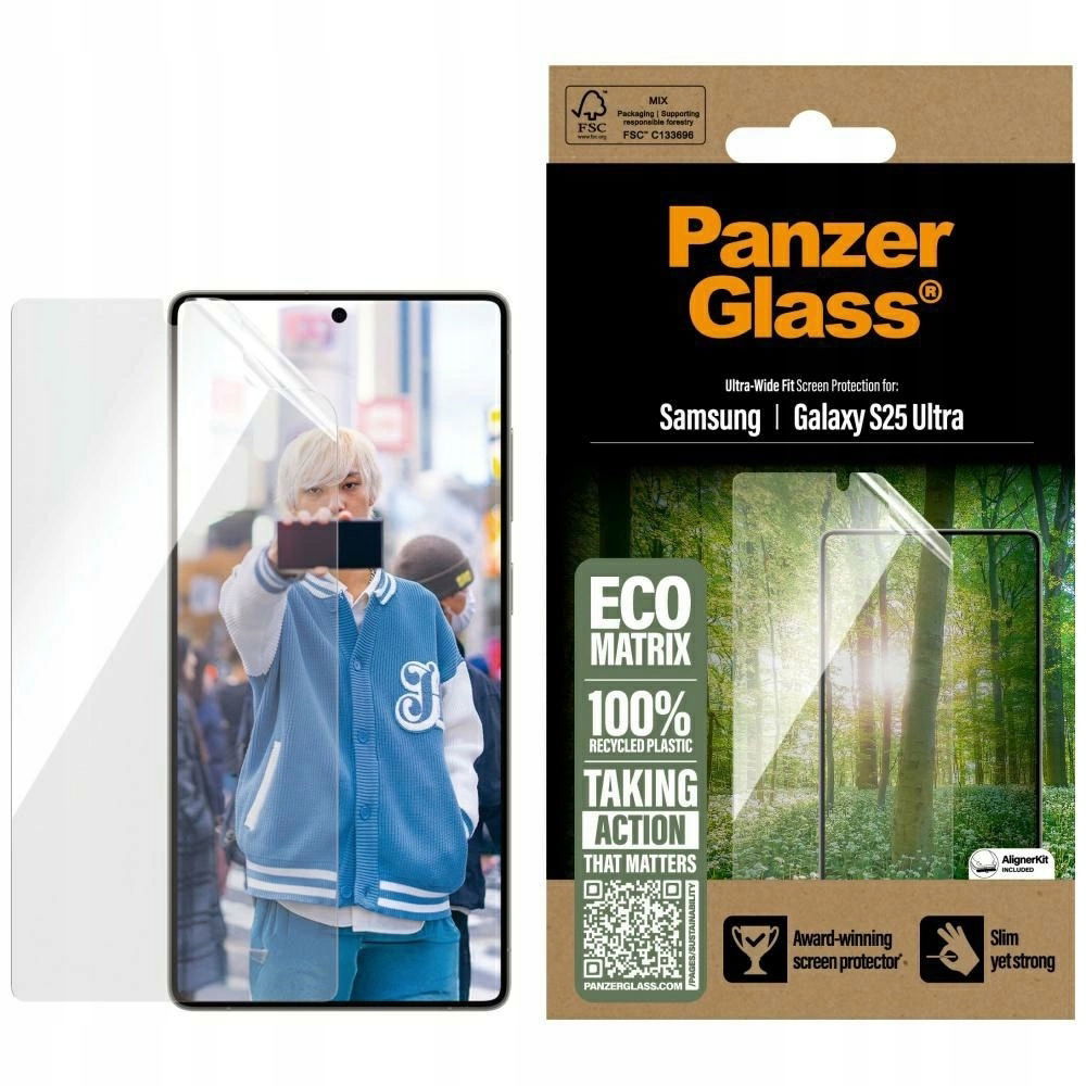 Tvrdené sklo PanzerGlass Eco Matrix Ultra-Wide Fit pre Samsung Galaxy S25