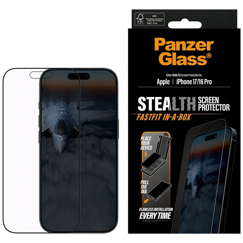 Tvrdené sklo PanzerGlass Stealth Ultra-Wide Fit Fastfit na iPhone 17 1