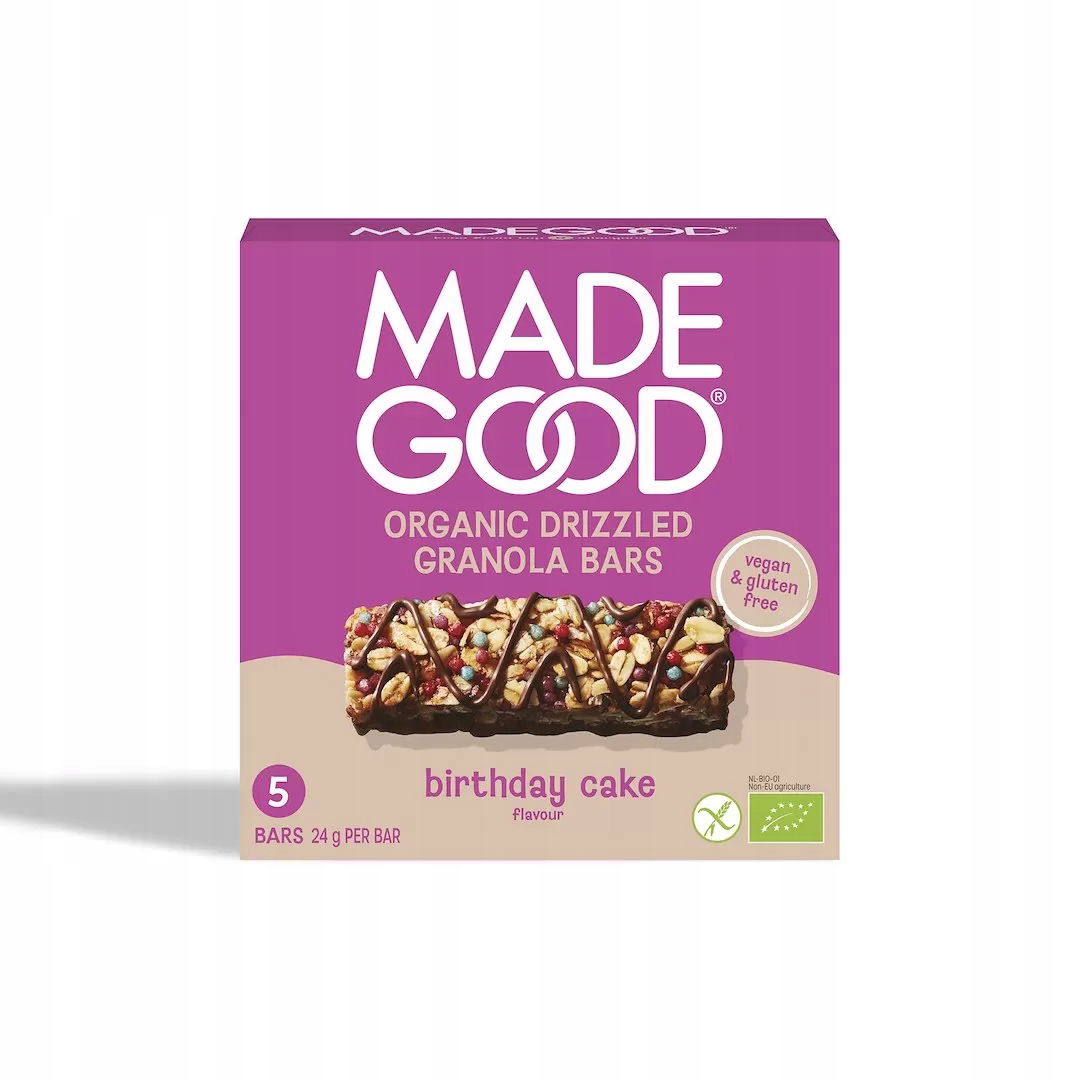 Tyčinky Granola Crunchy Narodeninová torta bezlepkové Bio 120 g Madegood