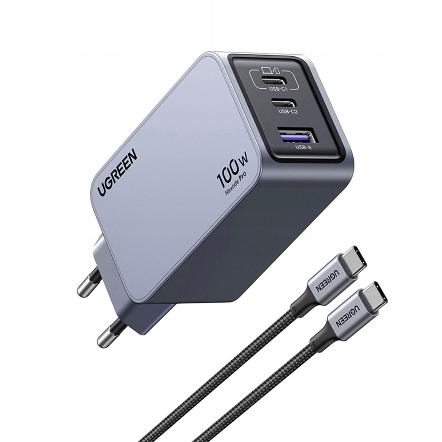 Ugreen sieťová Ugreen Nexode Pro 100W GaN Usb-a, 2xUSB-C sivá