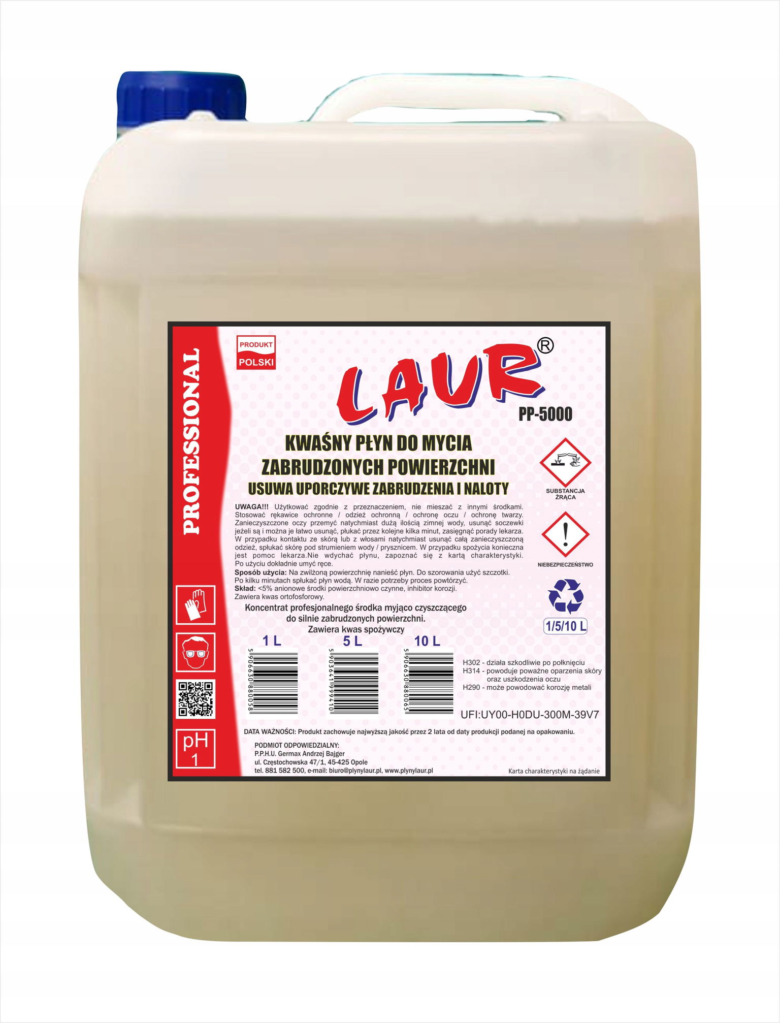 Umývanie Silne Znečistených Povrchov Laur 5L PP-5000