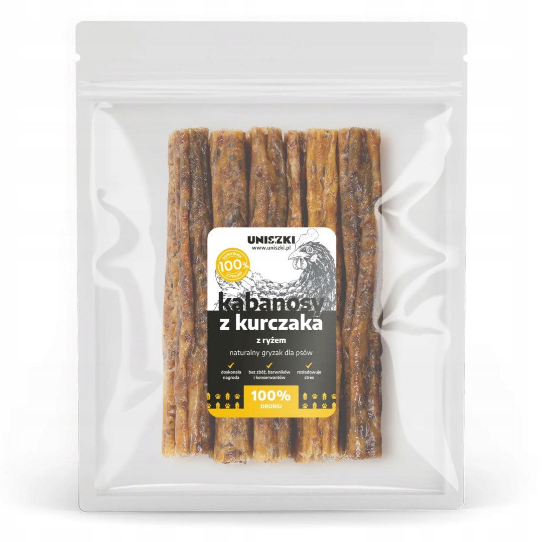Uniszki Kabanosy z Kurčaťa s Ryžou 100g Prírodné hryzátko Pochúťka pre psa