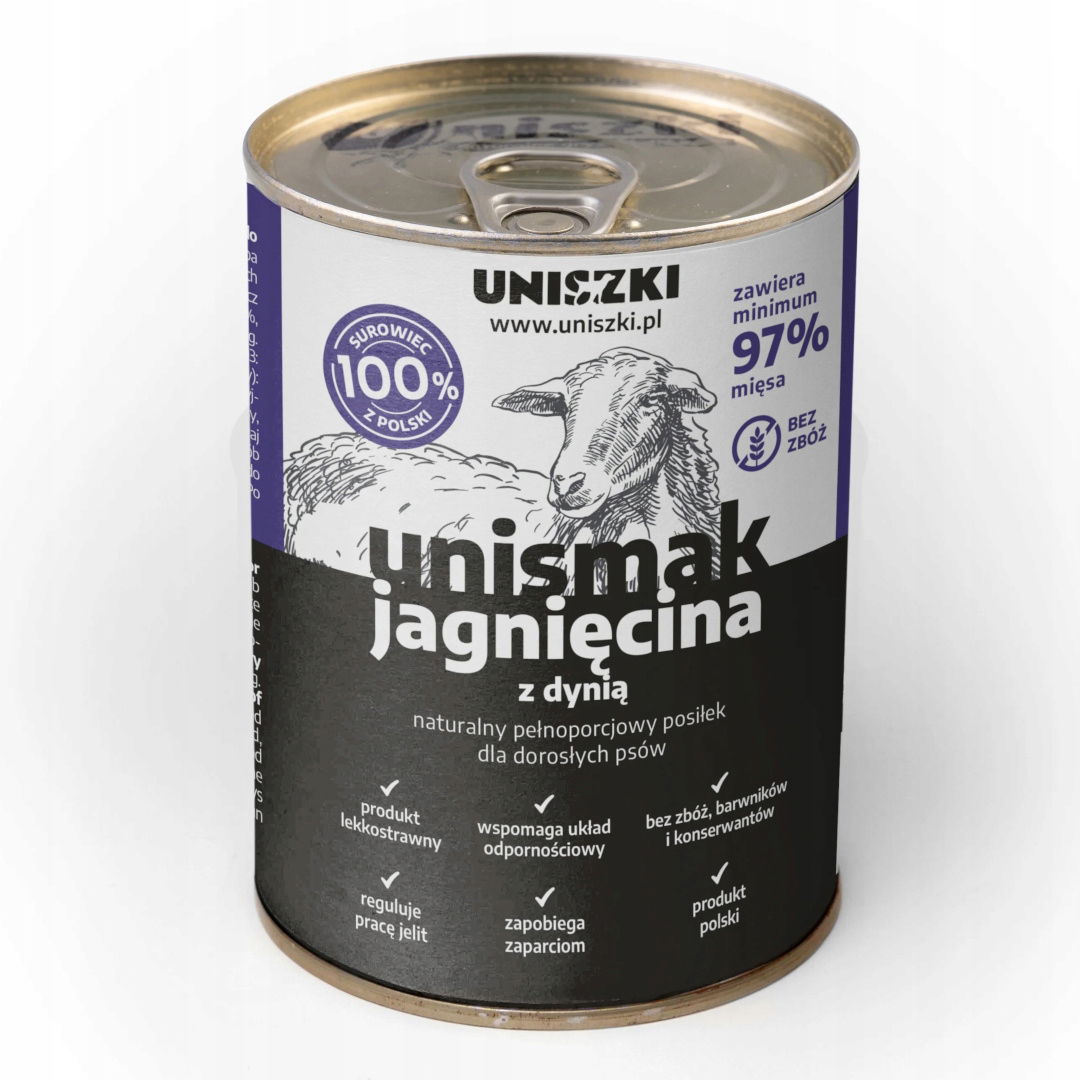 Uniszki Unismak Jahňacie s tekvicou 400g Bezobilné Vlhké Krmivo pre psa