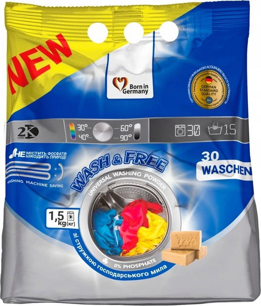 Univerzálny prací prášok Wash&free 1,5 kg