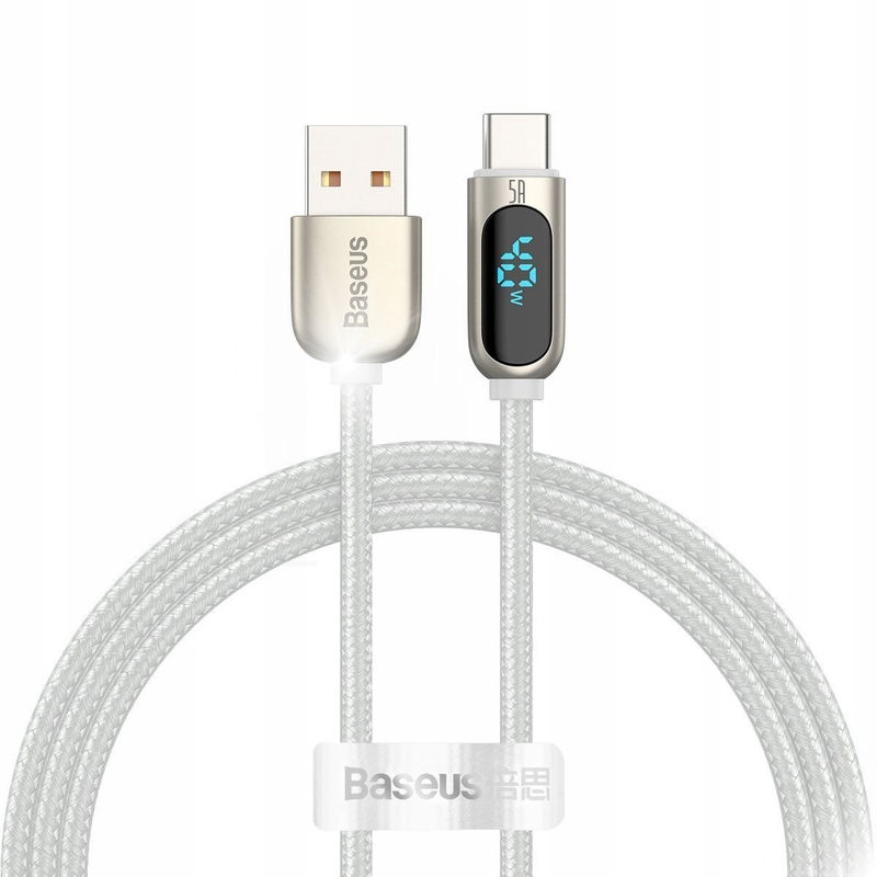 Usb kábel na Usb-c Baseus displej 5A 1m Biely