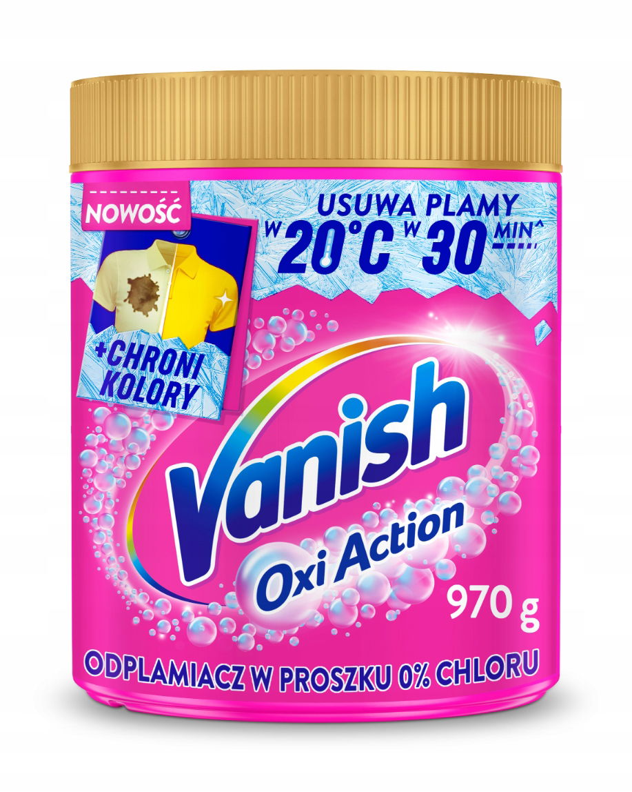 Vanish Odstraňovač škvŕn v prášku na farebné veci Multi Action Pink 970 g