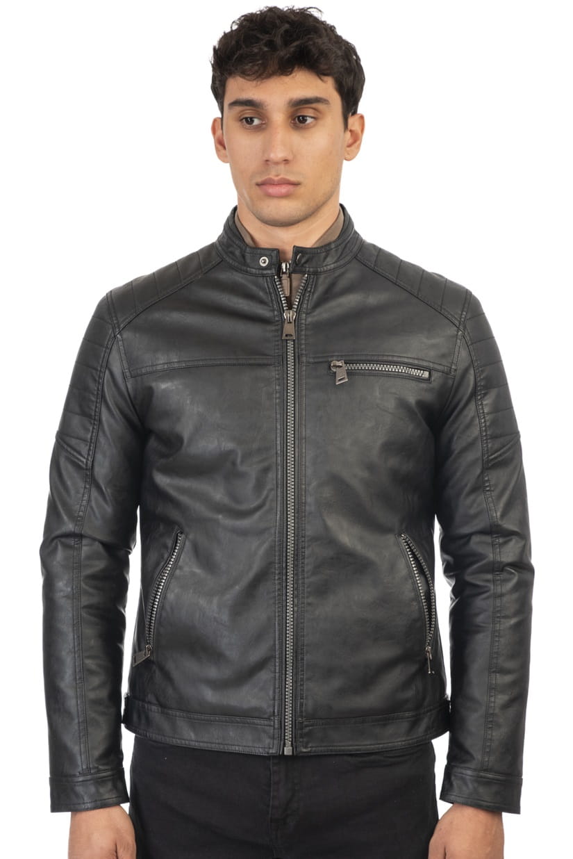 Veľká kožená bunda Pánska Biker MLJK-2021 Double