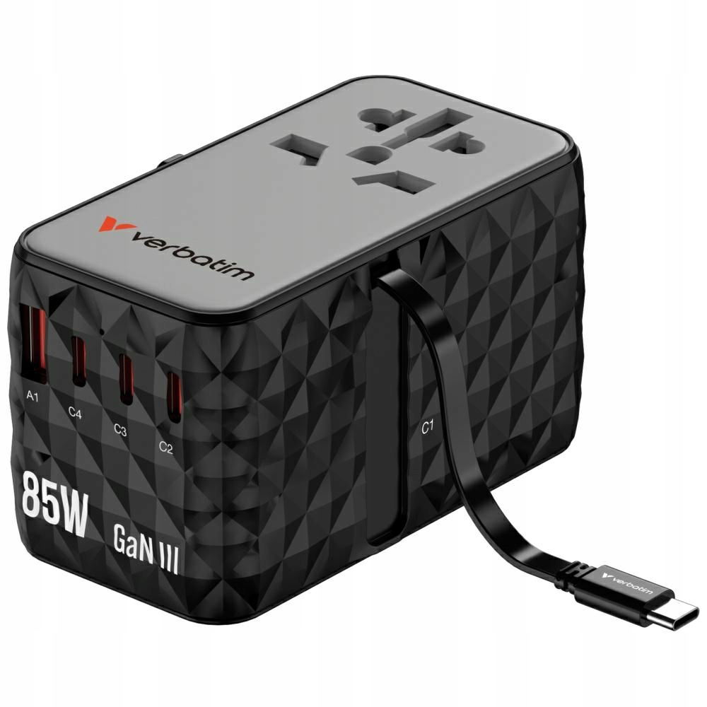 Verbatim Adaptér Eu Uk Us Pre Notebook Smartfón 3xUSB-C Pd 85W