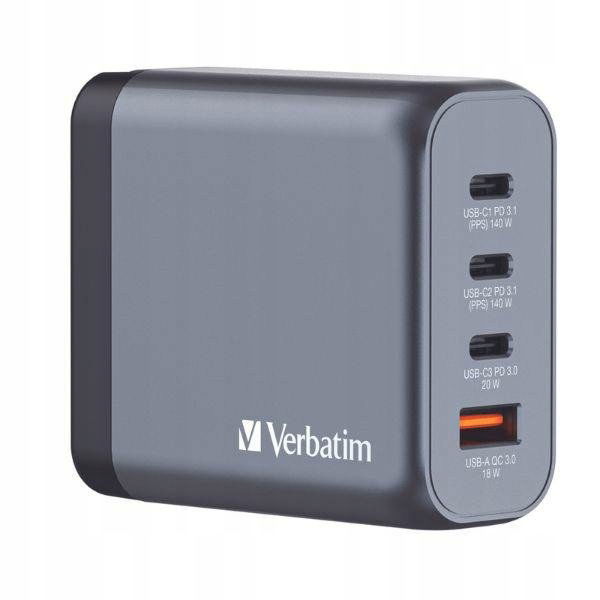 Verbatim Nabíjačka GaN 140W 3xUSB-C/USB-A adaptér Eu/uk/us