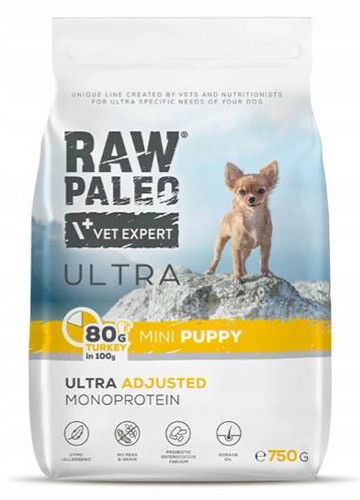 VetExpert Raw Paleo Ultra Turkey Mini Puppy 750 g (Morčacie granule pre šteňatá malých plemien)