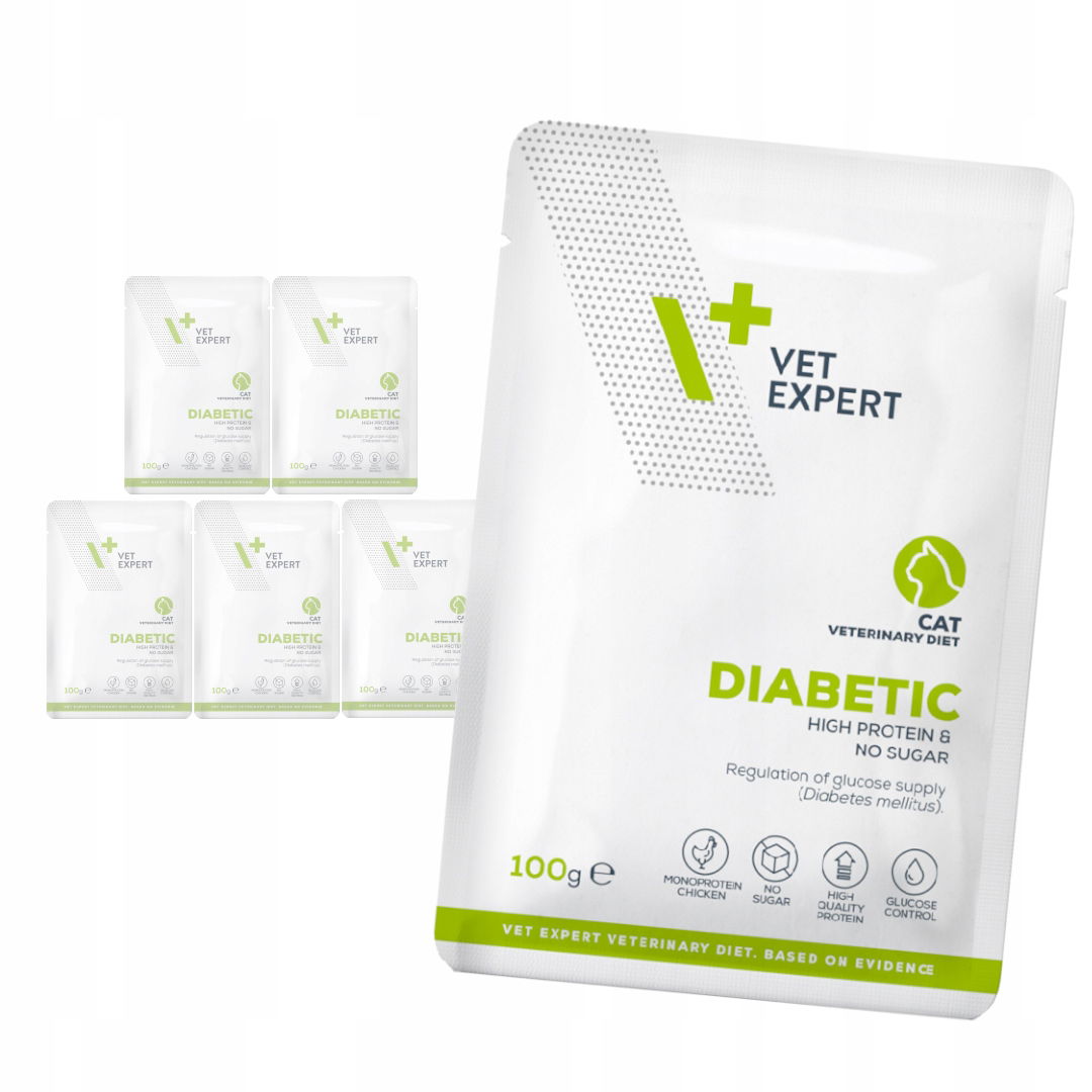 VetExpert Veterinary Diet Diabetic 6x100g Vlhké Krmivo pre mačky s cukrovkou