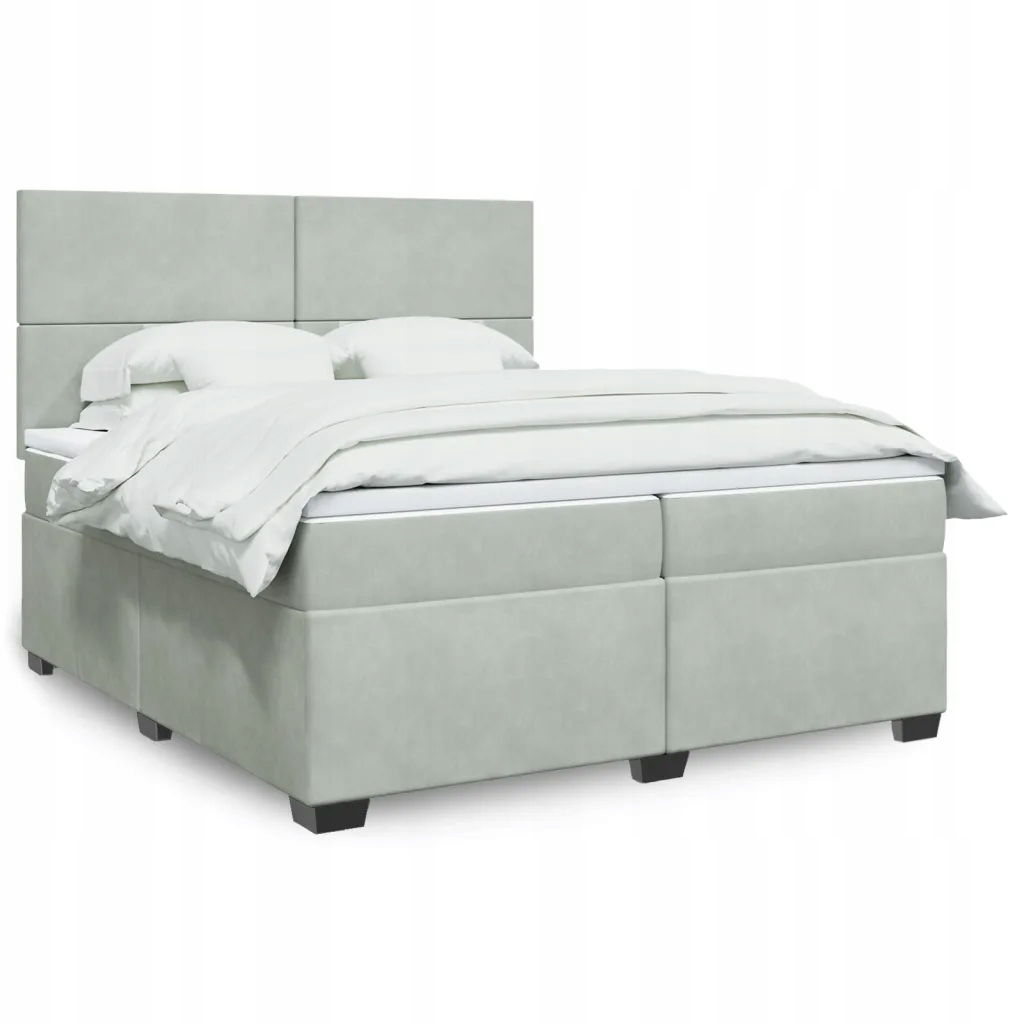 vidaXL Posteľný rám boxsping s matracom bledosivý 200x200 cm zamat